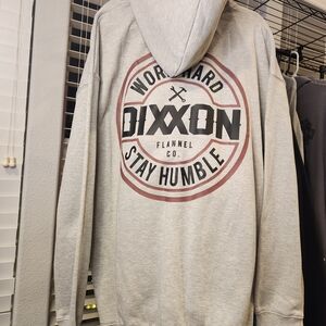 DIXXON Gray Zip-Up Hoodie with Red Accents